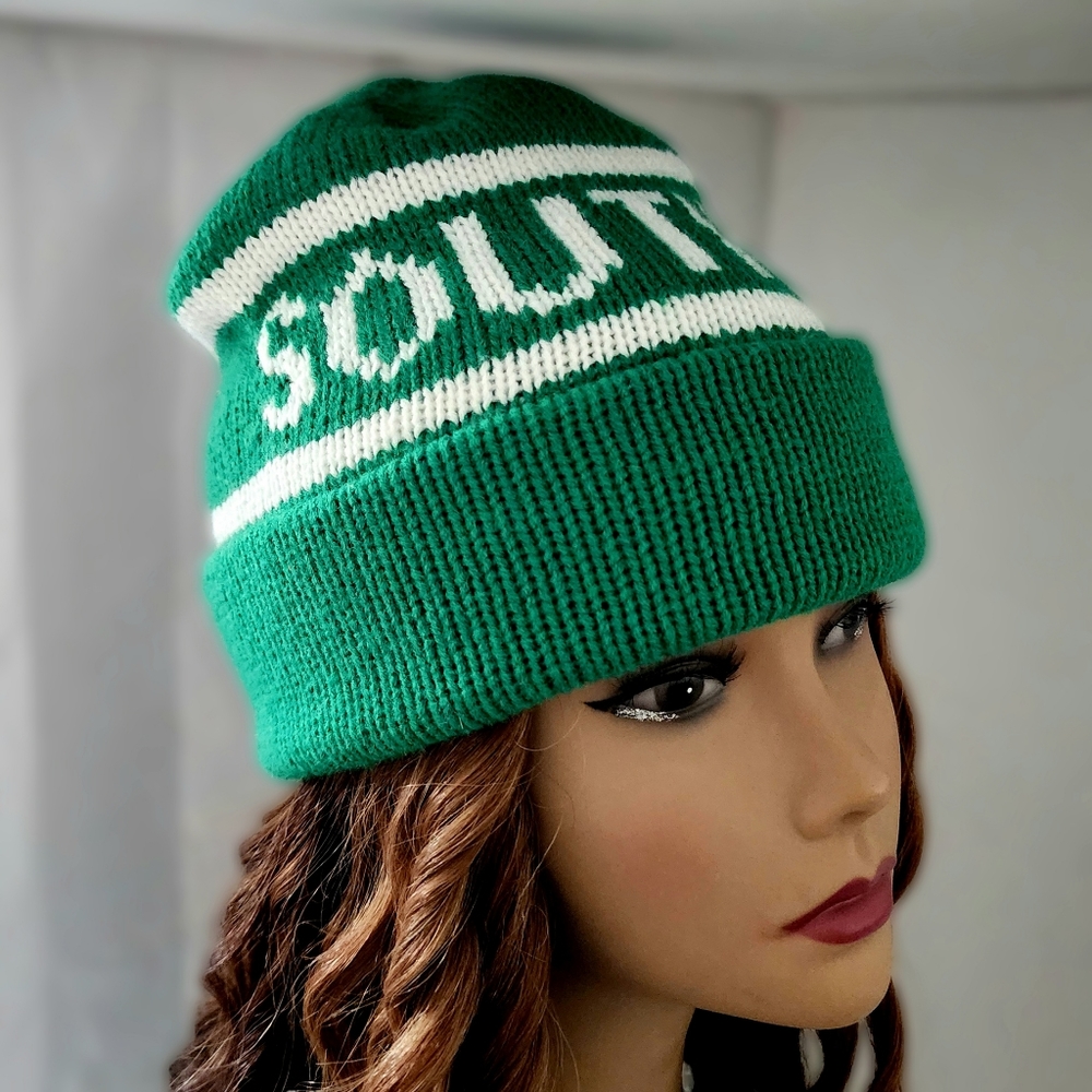SOUTHIE New Vintage Bay State Apparel Green Knit Hat South Boston Massachusetts